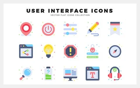 15 User Interface Flat icon pack. vector illustration. Stock Illustration