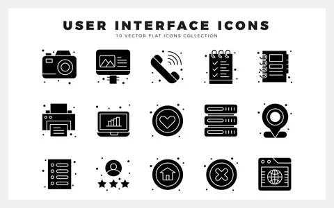 15 User Interface Glyph icon pack. vector illustration. Stock Illustration