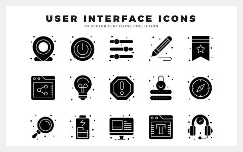 15 User Interface Glyph icon pack. vector illustration. Stock Illustration