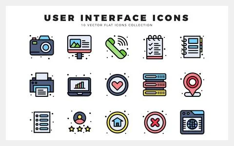 15 User Interface Lineal Color icon pack. vector illustration. Stock Illustration