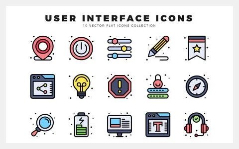 15 User Interface Lineal Color icon pack. vector illustration. Stock Illustration