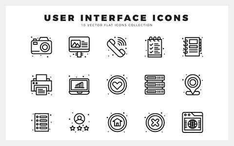 15 User Interface Lineal icon pack. vector illustration. Stock Illustration