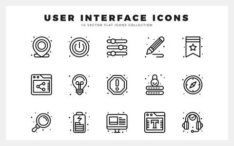 15 User Interface Lineal icon pack. vector illustration. Stock Illustration