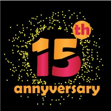 15 Year Anniversary Vector Template Design Illustration - Vector Stock Illustration