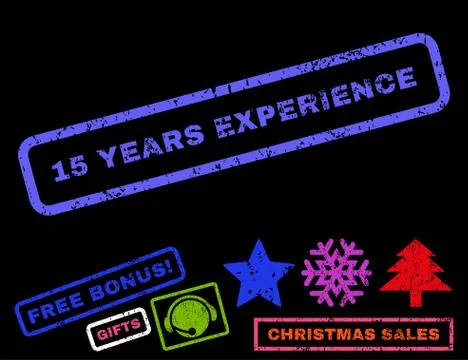 15 Years Experience Text Rubber Seal Stamp Watermark with Bonus Stock Illustration