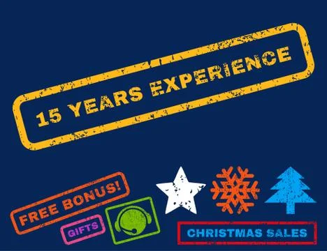 15 Years Experience Text Rubber Seal Stamp Watermark with Bonus Stock Illustration