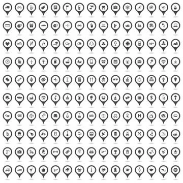 150 map icons (round)  Stock Illustration