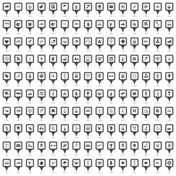 150 map icons (square)  Stock Illustration