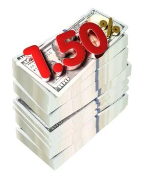 1.50 Percent 3D.(with Clipping Path). Stock Illustration