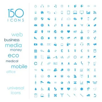 150 universal icons Stock Illustration