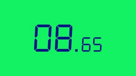 15.00s Countdown Timer – Large Seconds, Small Ms, Navy on Green Screen 库存影片 311134176