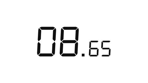 15.00s Countdown Timer – Large Seconds, Small Milliseconds, Black on White 库存影片 311794407