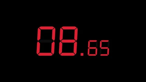 15.00s Countdown Timer – Large Seconds, Small Milliseconds, Red on Black Vídeo Stock 311795676