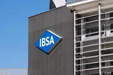 Lugano, Ticino, Switzerland - 18th March 2021 : IBSA Group sign hanging ...