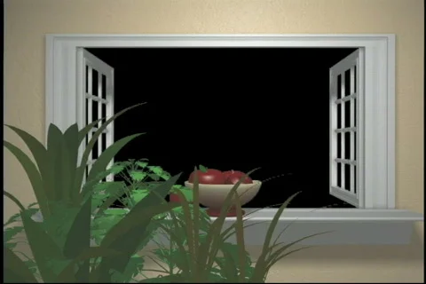 1511 kitchen window transition Stock Footage 849687