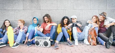 Group of multiracial friends having fun outdoor - Millennial young people using mobile phones taking photo and listening music with vintage stereo - Generation z, social and youth lifestyle concept xkwx arab, bonding, camera, cell, cellphone, city, college, diverse, friends, friendship, fun, generation, girl, group, happy, hijab, hipsters, influencer, laughing, lifestyle, longboard, media, men, millenial, millennial, mobile, multicultural, multiracial, muslim, network, people, phone, skateboard, smartphone, smiling, social, stereo, student, technology, teenager, trendy, university, video, vintage, watching, women, young, youth, z