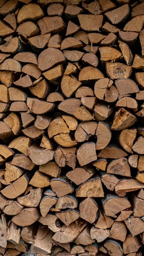 152_Stack of cut firewood texture.mp4 Stock Footage 347229769
