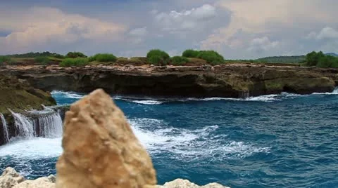153 Ocean waves hitting the rock Stock Footage 22111737