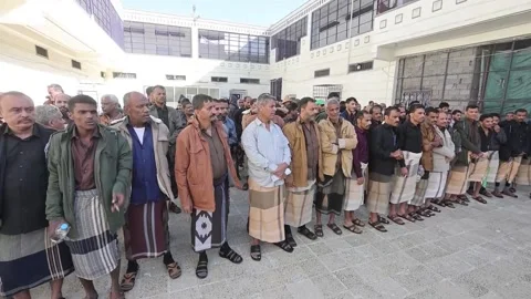 153 pro-government prisoners released by Houthis, Sana'a, YE - 25 Jan 2025 Stock Footage 300028349