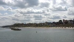 View at the beach of Schilksee in Germany close to the marina