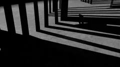 Man Running in Black & White Noir Style Shadow Forest Bg Animation Seamless Loop