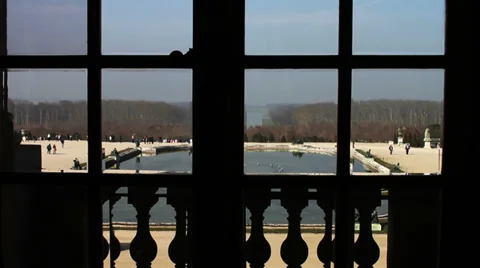 1549 Looking out a Window Palace of Versailles in France Stock Footage 37759986