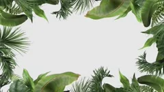 frame from tropical plants moving in the wind in a loop animation with alpha