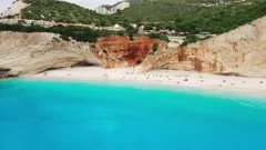 Drone view of Porto Katsiki beach at Lefkada islands, Greece