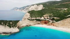 Drone of view of Porto Katsiki beach at Lefkada, Greece