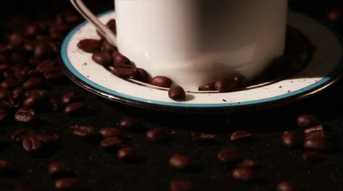 1575 Coffee Beans in Coffee Cup  Stock Footage 37824074