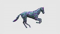 Colorful ceramic Horse running seamless loop, Alpha Channel