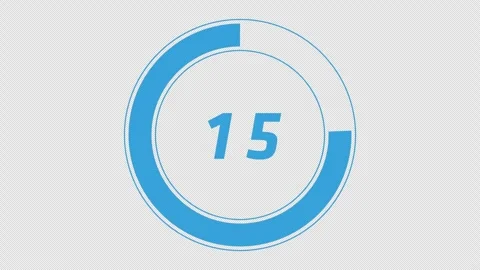 15sec alpha channel blue Countdown timer with transparent background Video stock 249020673