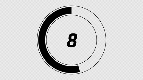 15second alpha channel black &amp; white Countdown timer with transparent background Stock Footage 249001718