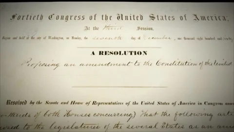 15th Amendment US Constitution Aged Historical Paper Voting Rights 2 Stock Footage 339341686