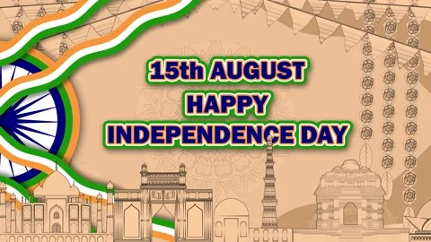 15th august and happy independence day blessings animation with indian hist.. Stock Footage 312821725