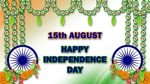 15th august happy independence day blessings in flower decoration Stock Footage 312821813
