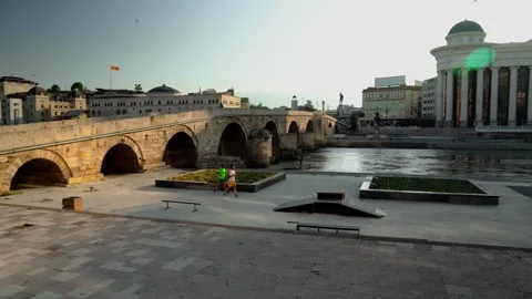 A 15th-century stone bridge Stock Footage 250013666