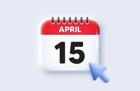 15th day of the month icon. Event schedule date. Calendar date 3d icon. Vector Illustrazione stock