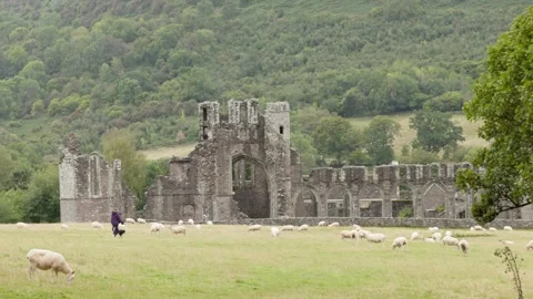 15th Septermber 2025 Llanthony Priory  (Priordy Llanddewi Nant Hodni), Wales, UK Stock Footage 319380091