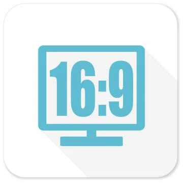 16 9 display blue flat icon Stock Illustration