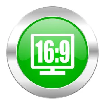 16 9 display green circle chrome web icon isolated. Ilustración de archivo