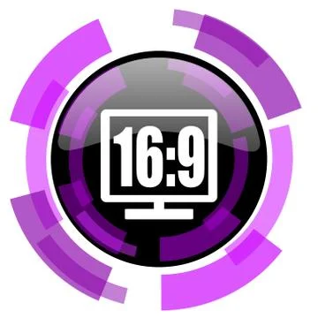 16 9 display pink violet modern design vector web and smartphone icon. Round  Illustration