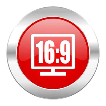 16 9 display red circle chrome web icon isolated. Ilustración de archivo