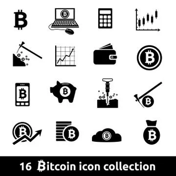 16 bitcoin icon collection Stock Illustration