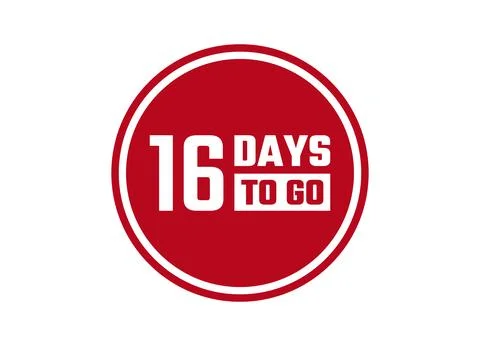 16 days to go red vector banner illustration isolated on white background Stock Illustration