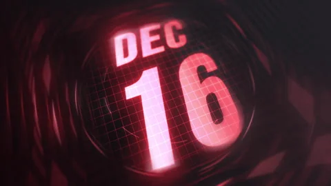 16 December in 3d motion graphic. Infrared calendar in futuristic and tech Stock Footage 292948319
