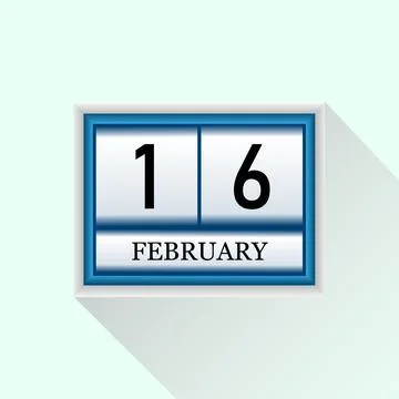 16 February Vector flat daily calendar icon. Date and month. Stock Illustration