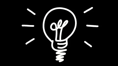 16. Hand-Drawn Light Bulb Animation Shaky Line Style Lamp Icon in Simple Mot Stock Footage 306864035