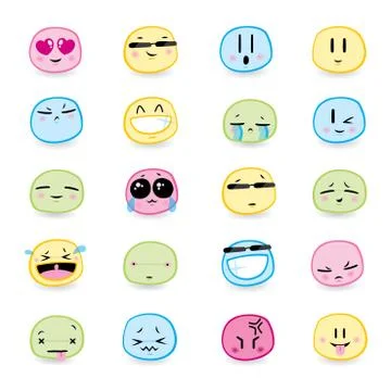 16 high quality vector cartoonish emoticons Stock Illustration