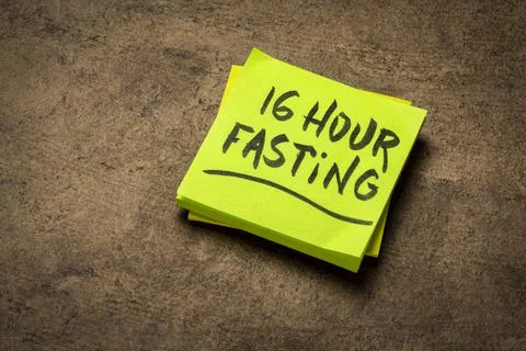 16 hour fasting reminder note Stock Photos